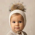 Gorro Pompón Pelo Natural Crema | Juliana