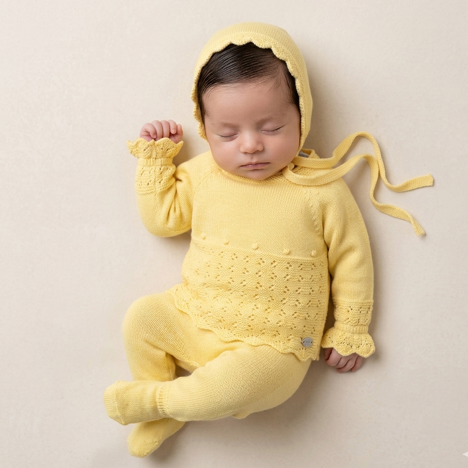 Conjunto 3 Piezas Amarillo Calado | Juliana