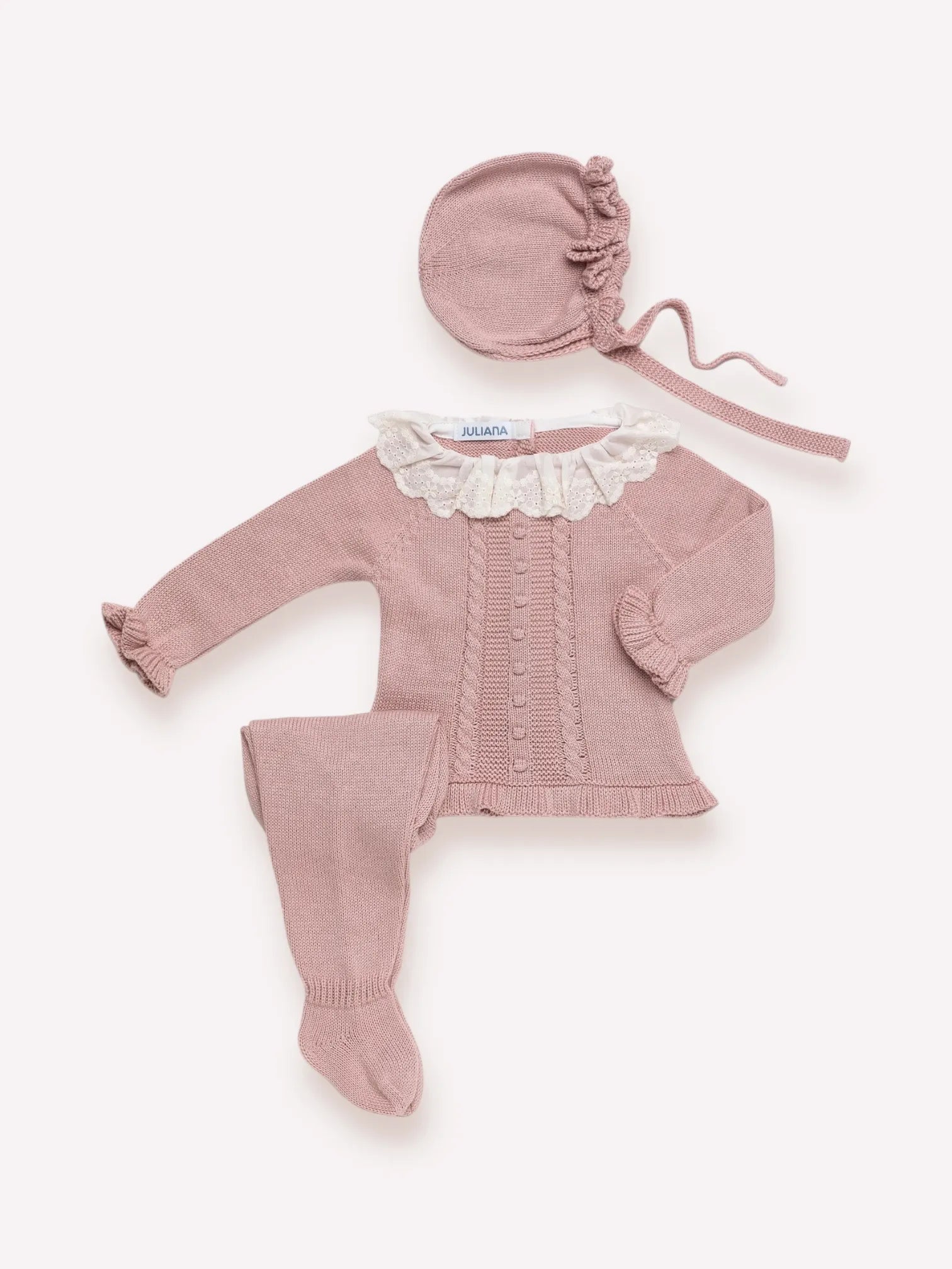 Conjunto 3 Piezas Rosa Empolvado Trenzas | Juliana