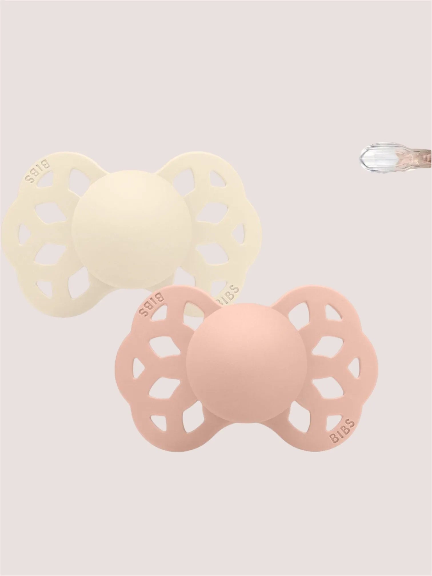 Pack 2 | Chupete Tetina Simétrica Silicona | Infinity Pacifer Ivory Blush | Bibs