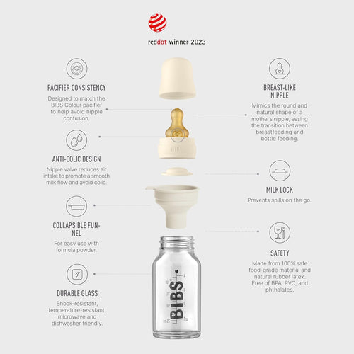 BIBS Baby Glass Bottle. Anticólicos. 110 ml